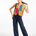 Limited Edition Handmade Cotton Patchwork Vest - Multicolor Kantha - ELLY