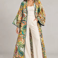 Limited Edition Handmade Paisley Kantha Cotton Kimono - Bohemian Floral Multicolor Print - ELLY