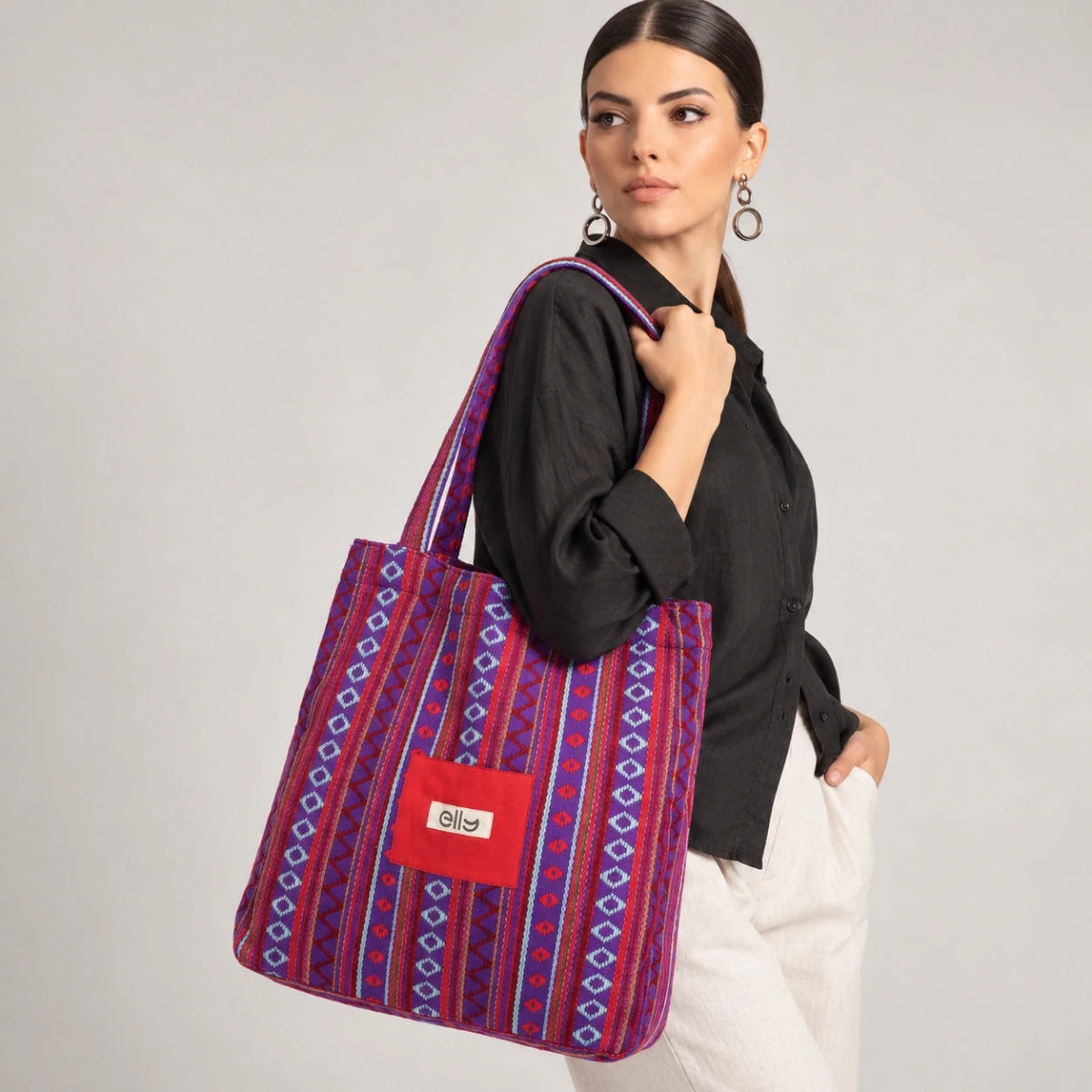 Limited Edition Multicolor Jacquard Small Tote Bag - ELLY