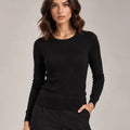 Livia scoop-neck knit top in Nero, product detail, Made in Italy