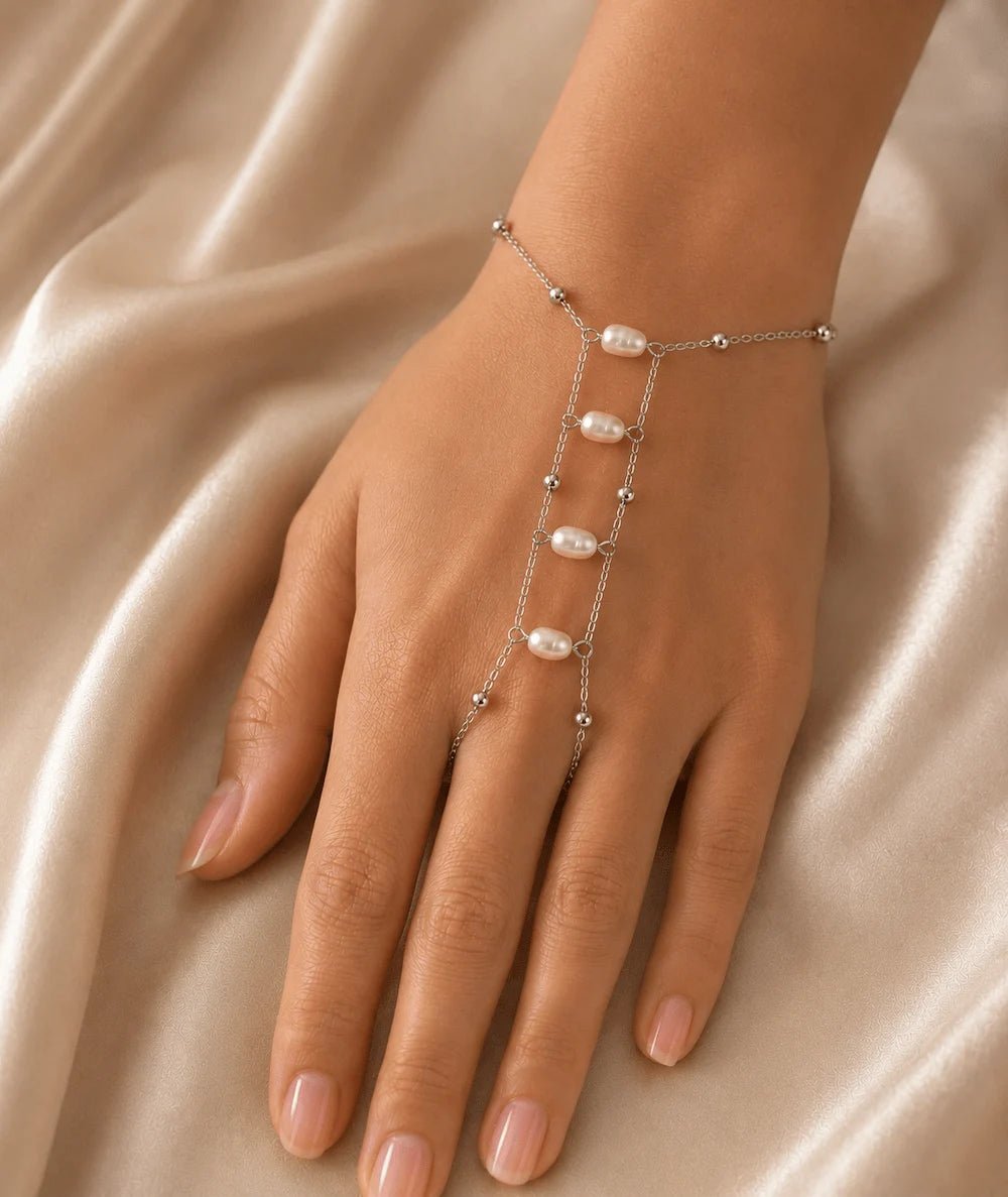 Luna Pearl Chain Bracelet – Silver Tone - ELLY