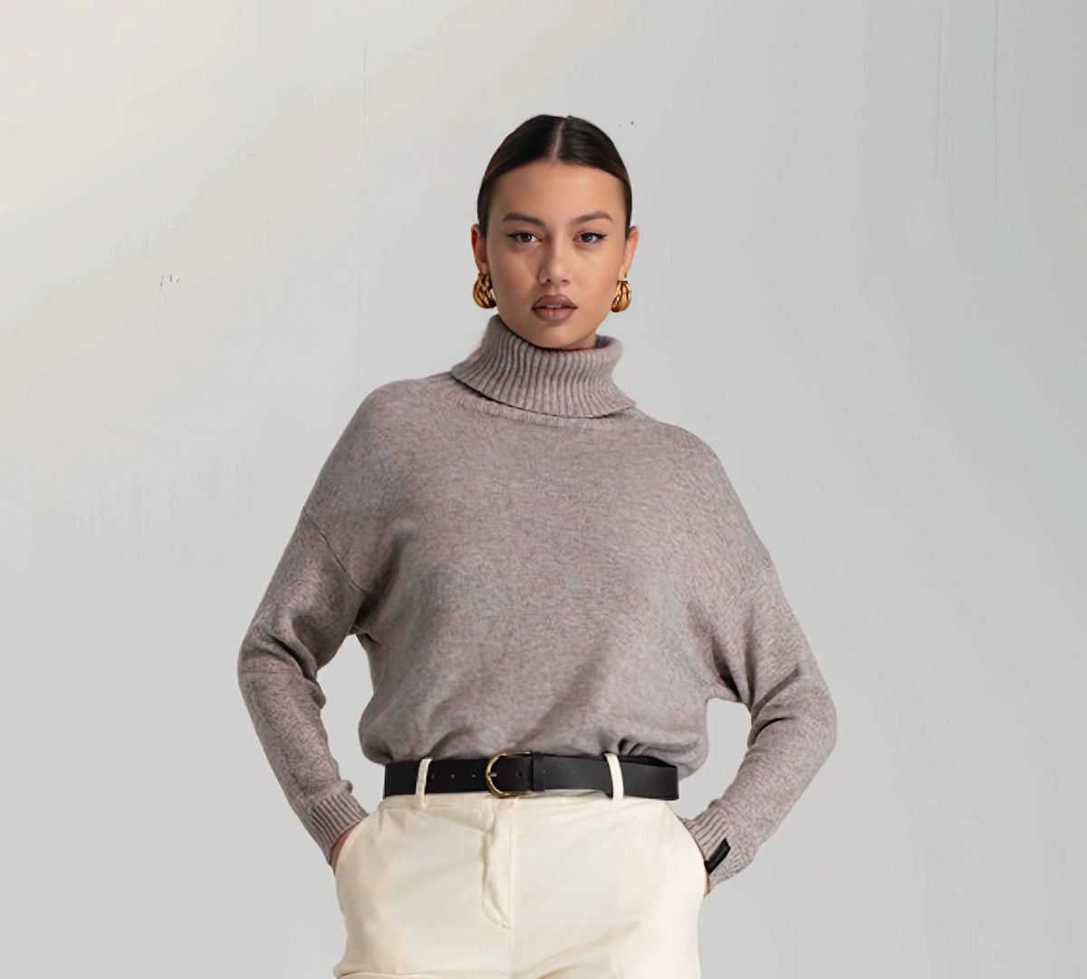 Maglia Collo Alto - Greige - ELLY