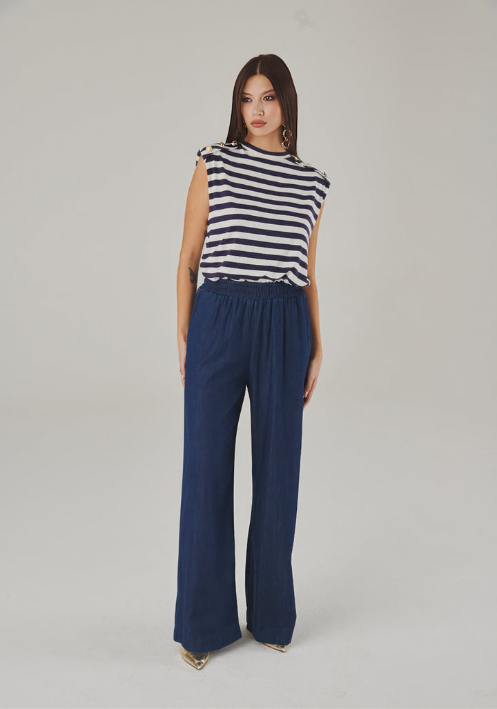 Maritime Charm Blue and White Striped Top - ELLY