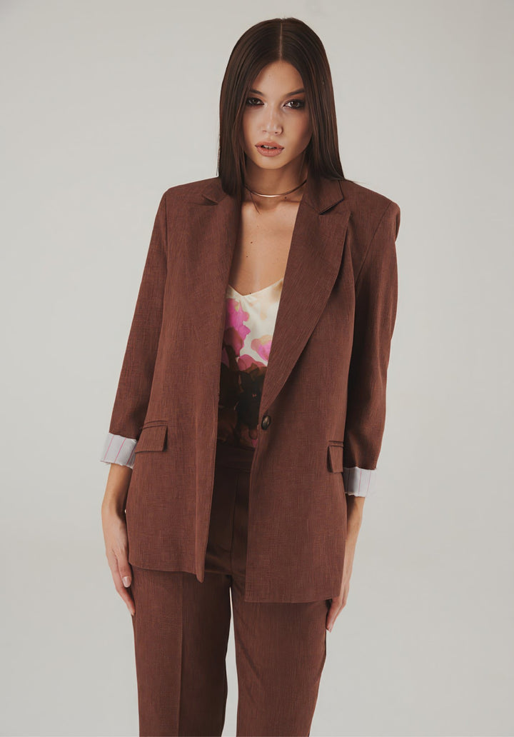 Marrone Elegance Italian Oversized Blazer - ELLY