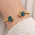 Midnight Agate Open Cuff Bracelet – Gold - ELLY