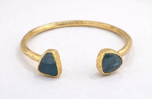 Midnight Agate Open Cuff Bracelet – Gold - ELLY