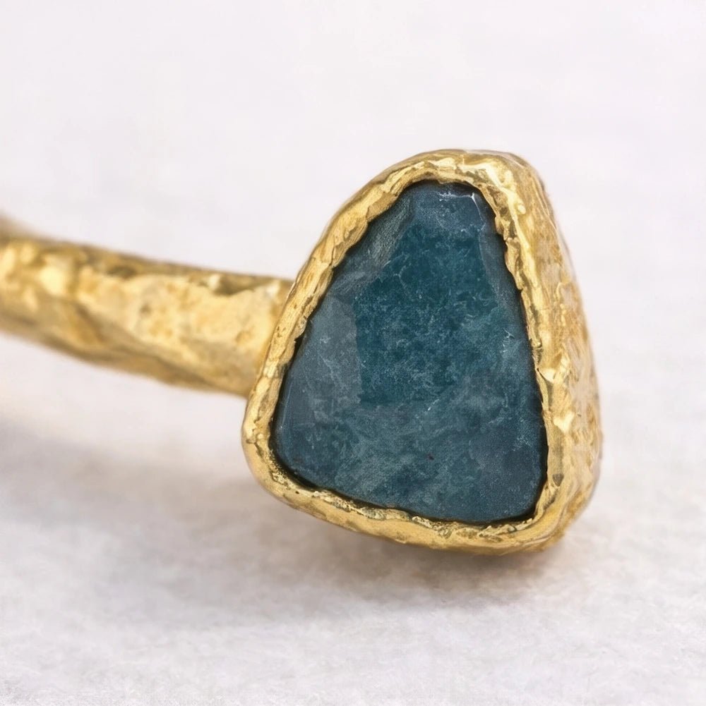 Midnight Agate Open Cuff Bracelet – Gold - ELLY