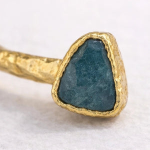 Midnight Agate Open Cuff Bracelet – Gold - ELLY