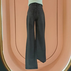 Midnight Black High - Waisted Wide - Leg Jeans - ELLY