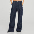 Midnight Cargo Wide - Leg Denim Pants - ELLY