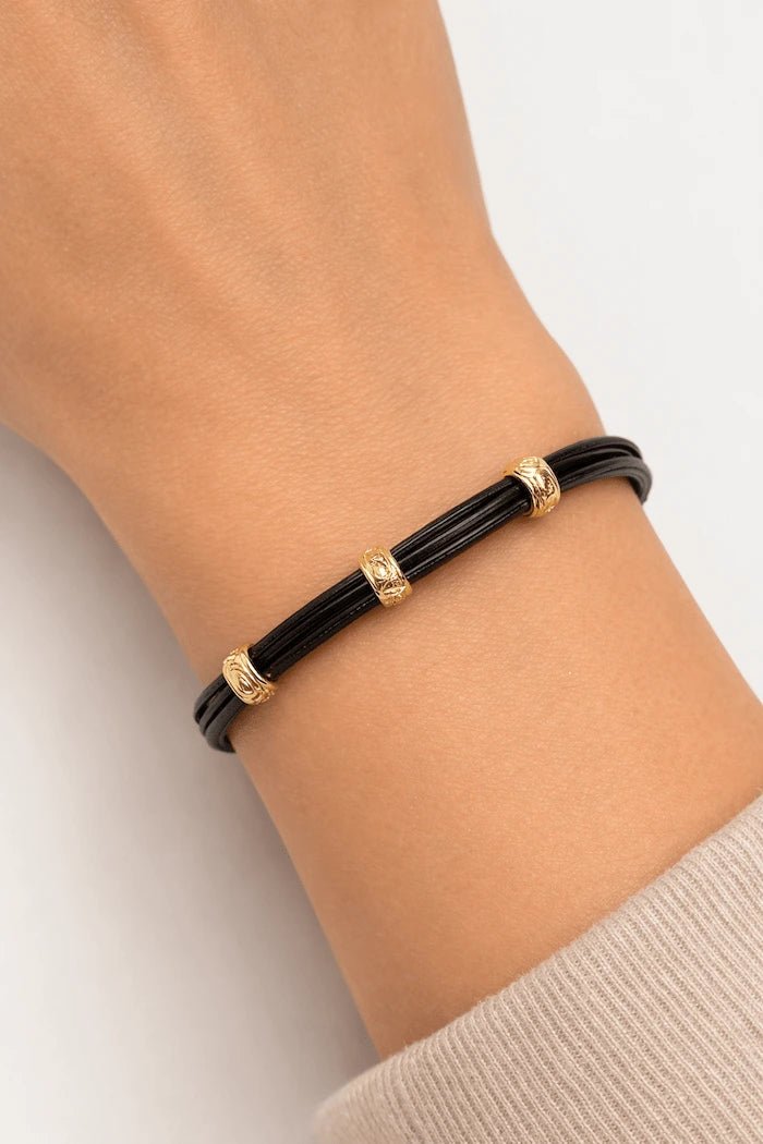 Midnight Cord Gold Accent Bracelet - ELLY