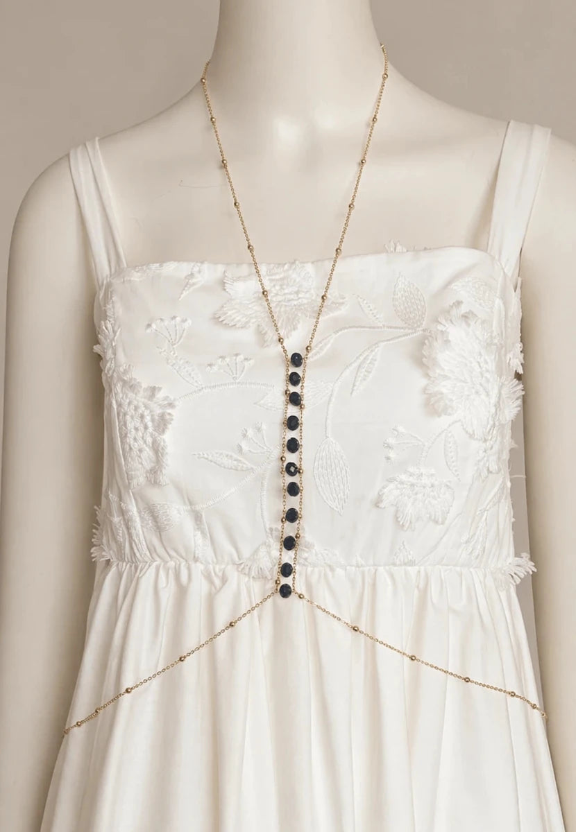 Midnight Crystal Bar Layered Necklace - ELLY
