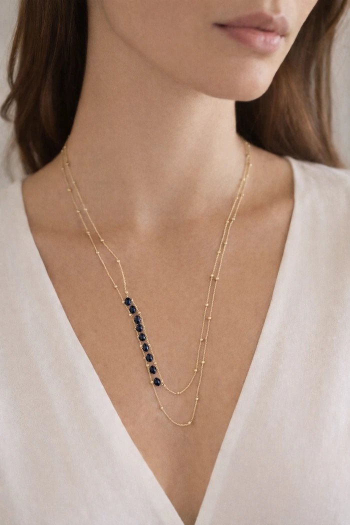 Midnight Crystal Bar Layered Necklace - ELLY