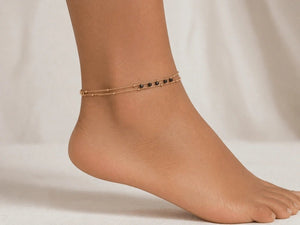 Midnight Crystal Double Chain Anklet – Gold Plated - ELLY