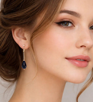 Midnight Crystal Drop Earrings – 18 Karat Gold - Plated Brass - ELLY