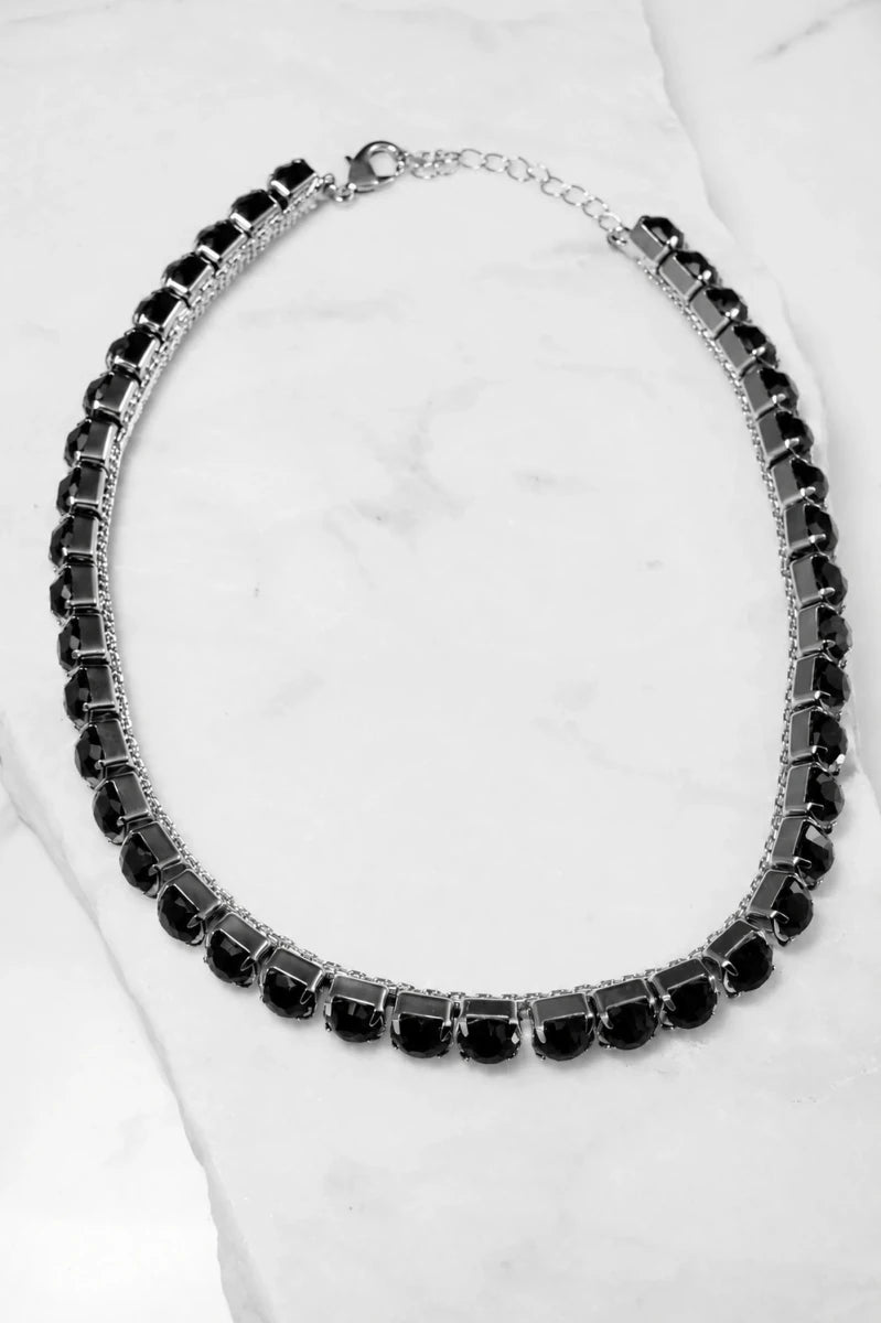 Midnight Noir Tennis Necklace - Argento - ELLY