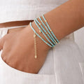 Mint Turquoise Beaded Convertible Necklace, Bracelet & Belt with Gold Charms - ELLY