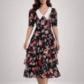 Modern Romance Floral Chiffon Midi Dress - ELLY