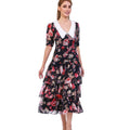 Modern Romance Floral Chiffon Midi Dress - ELLY