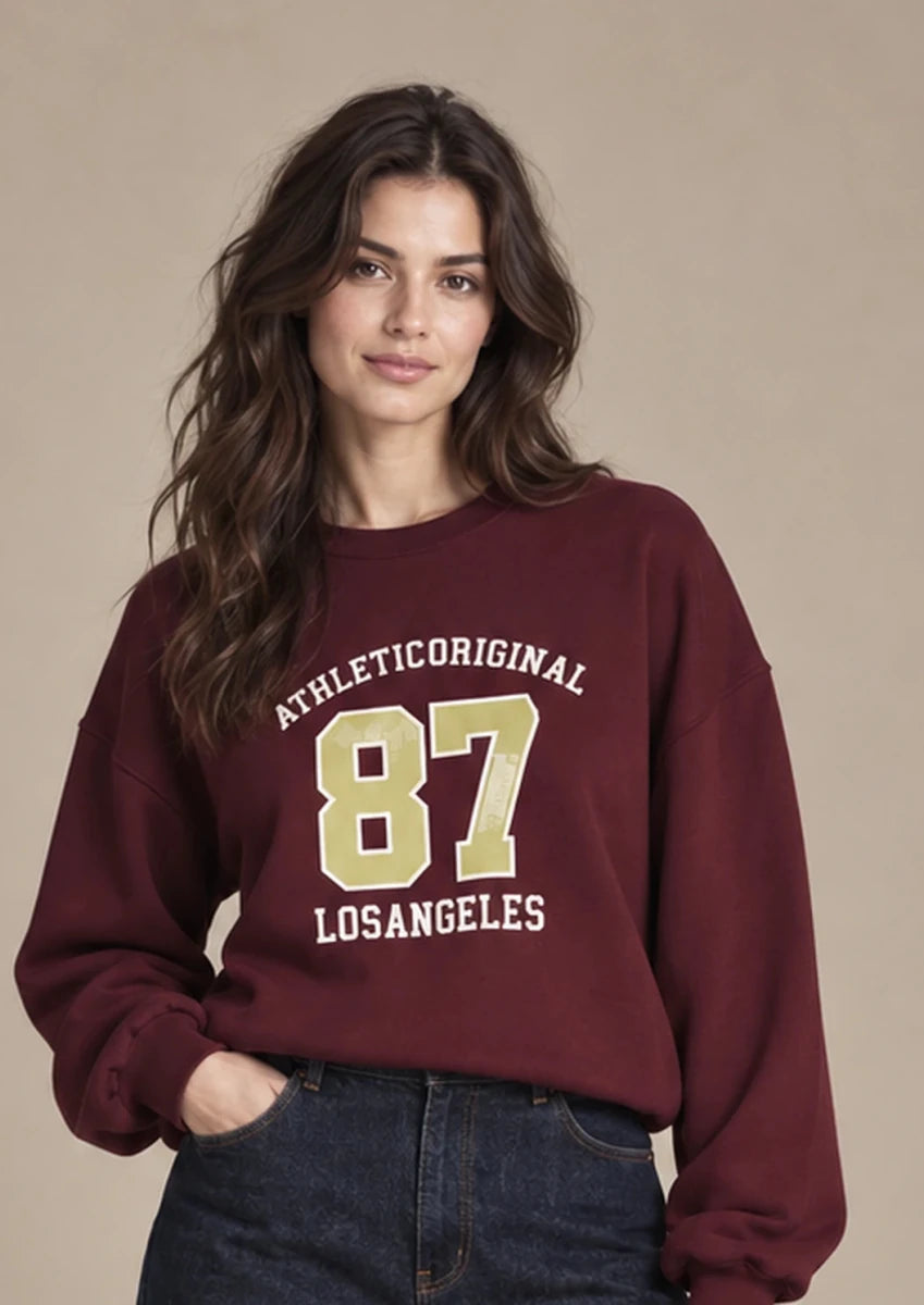 Morgan Bordeaux 87 Sweatshirt in Bordeaux, closer product view showing the upper garment silhouette