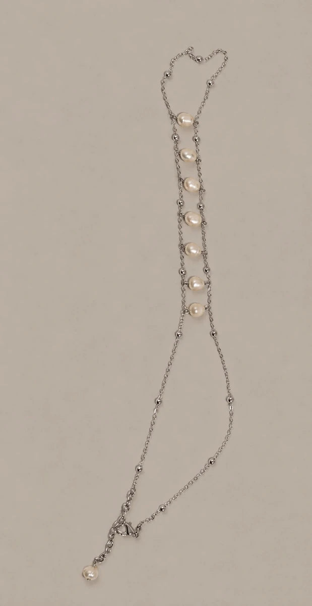Mother of Pearl Double Chain Anklet – Gold Plated - ELLY