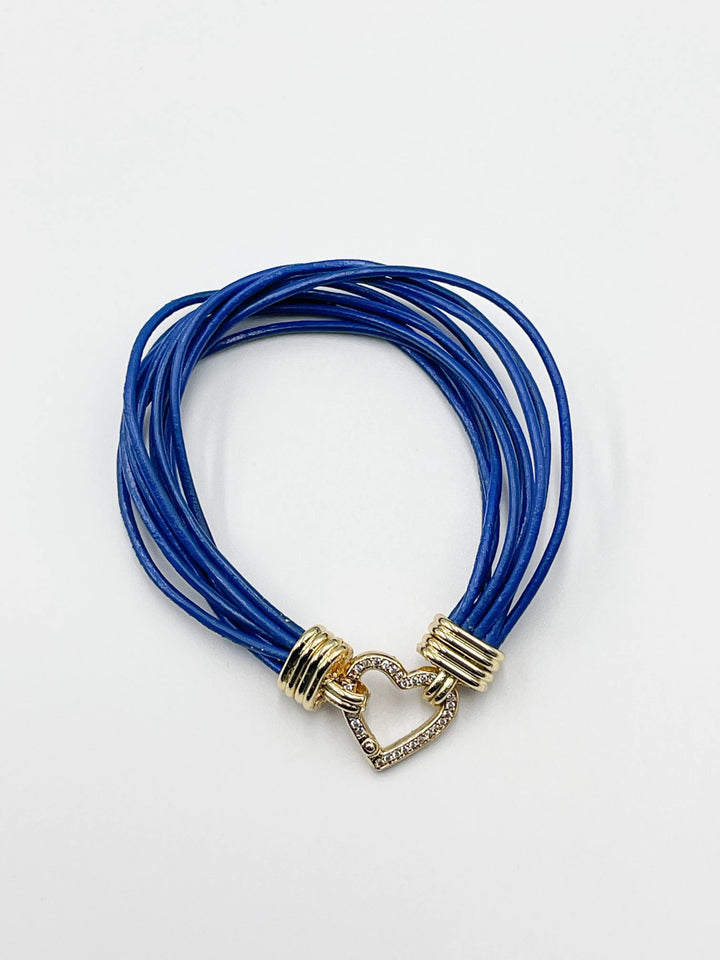 Navy Blue Leather Bracelet - ELLY