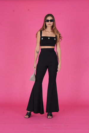Nero High - Waisted Flared Pants - ELLY