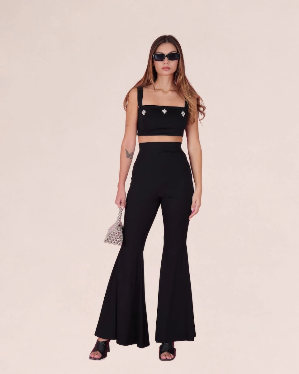 Nero High - Waisted Flared Pants - ELLY