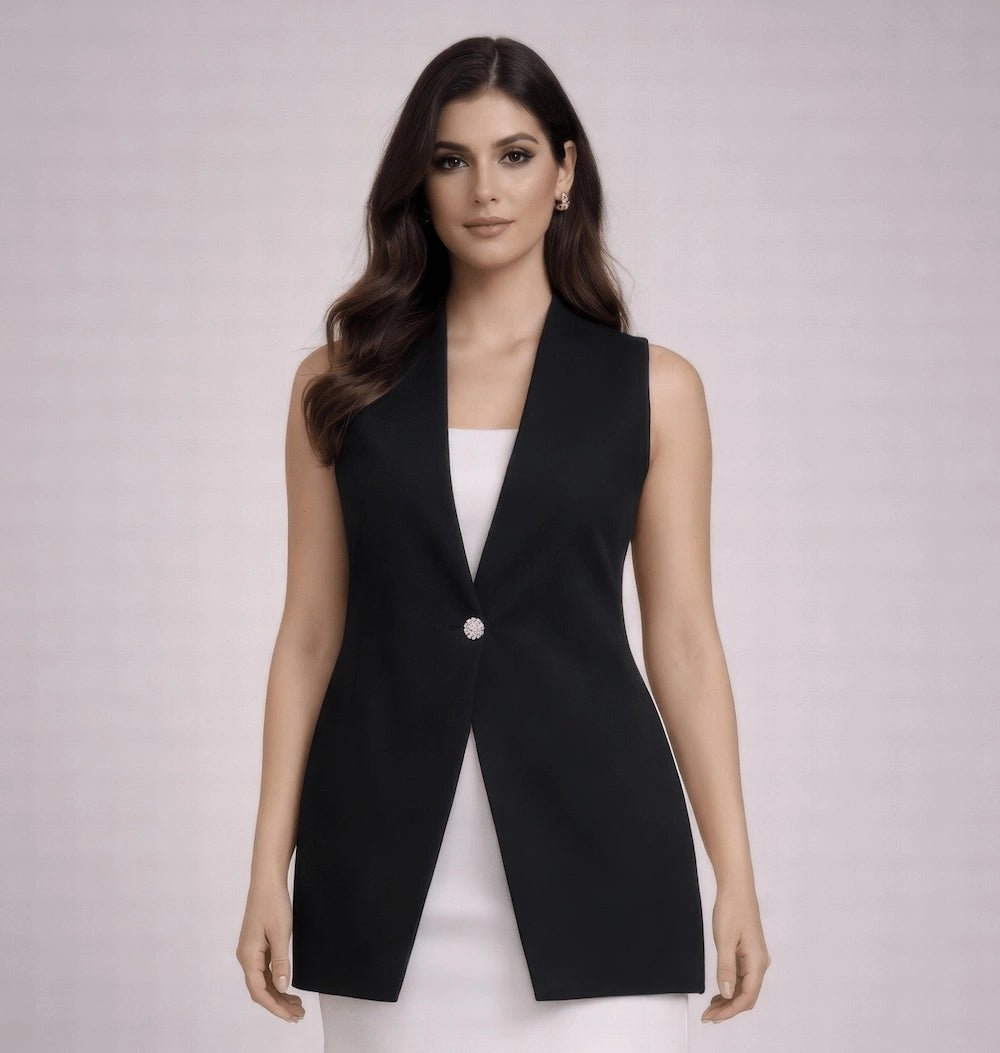 Nero Tailored Longline Gilet - ELLY