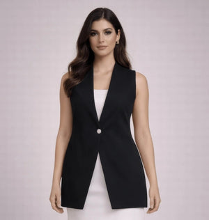 Nero Tailored Longline Gilet - ELLY