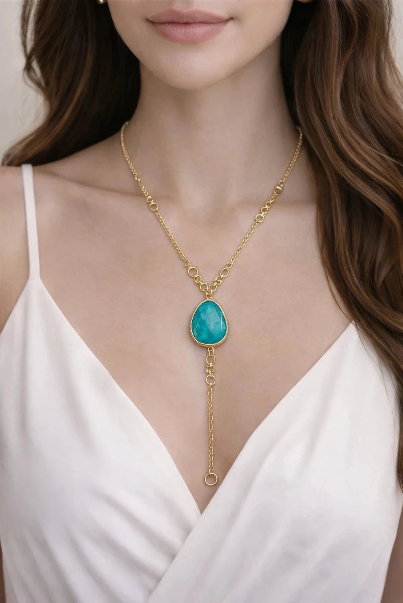 Ocean Drop Pendant Necklace – Gold - ELLY