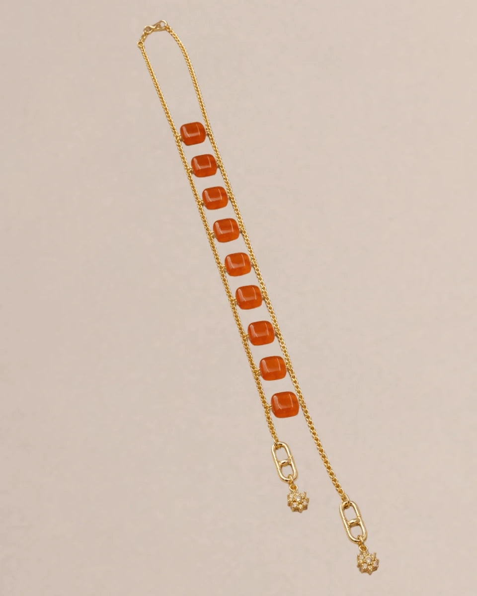 Orange Jade Double Chain Necklace - ELLY