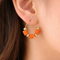 Orange Stone & Gold Hoop Earrings - ELLY