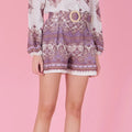 Ornate Belted High - Waist Shorts – Avorio e Lilla - ELLY