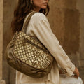 Ornate Gold - Pattern Leather Crossbody – Brown - ELLY