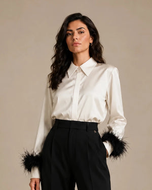 Pam Panna Feather-Cuff Shirt - ELLY