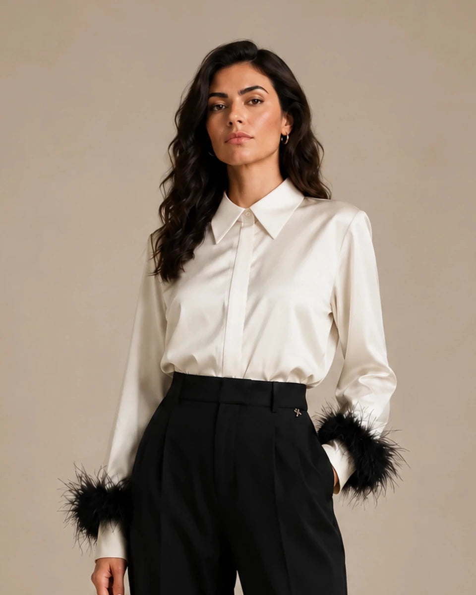 Pam Panna Feather-Cuff Shirt - ELLY