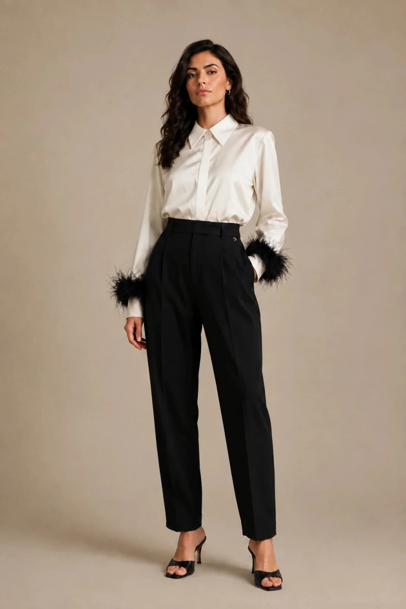 Pam Panna Feather-Cuff Shirt - ELLY