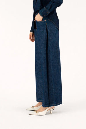Pantaloni Gamba Larga in Denim - ELLY