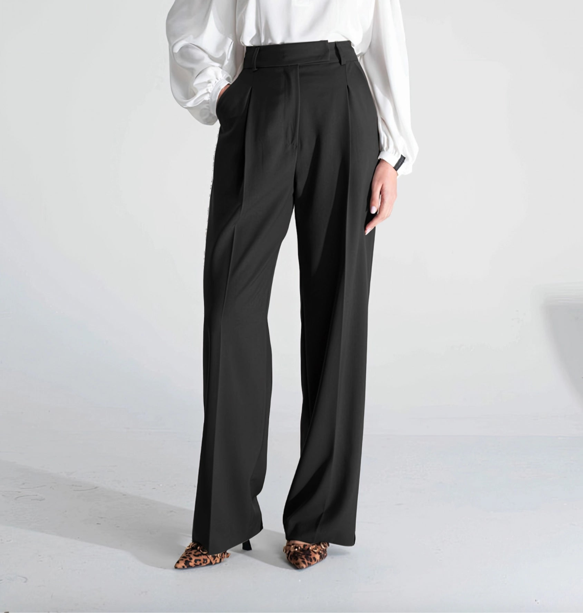 Pantaloni Pinces Gamba Nero - ELLY