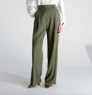 Pantaloni Pinces Gamba Verde - ELLY