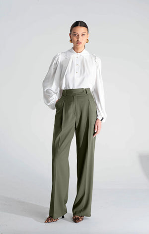 Pantaloni Pinces Gamba Verde - ELLY
