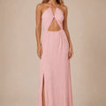 Peach Pink Cut - Out Maxi Dress - ELLY
