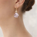 Pearl baroque stone earrings, featuring 18 karat gold plated design and zircon ornaments - ELLY