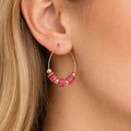 Pink Stone & Gold Hoop Earrings - ELLY