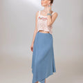 Powder Blue Asymmetric Wrap Skirt - ELLY
