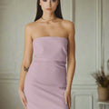 Pure Elegance Strapless Midi Dress - Cipria Blush Pink - ELLY