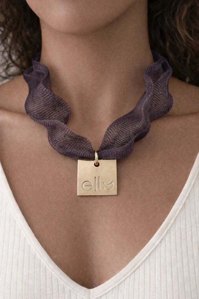 Purple Fil Metallic Logo Necklace - ELLY