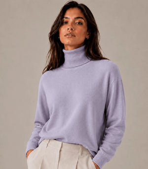 Purple High Neck Sweater - ELLY