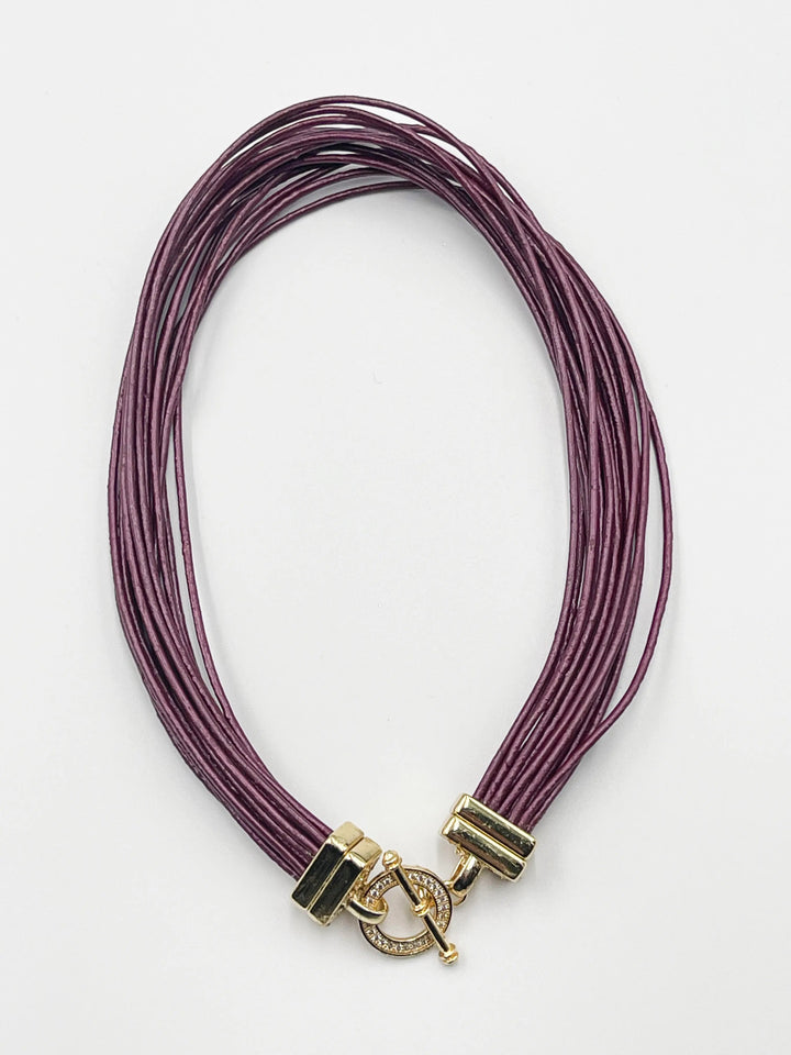 Purple Leather Choker - ELLY